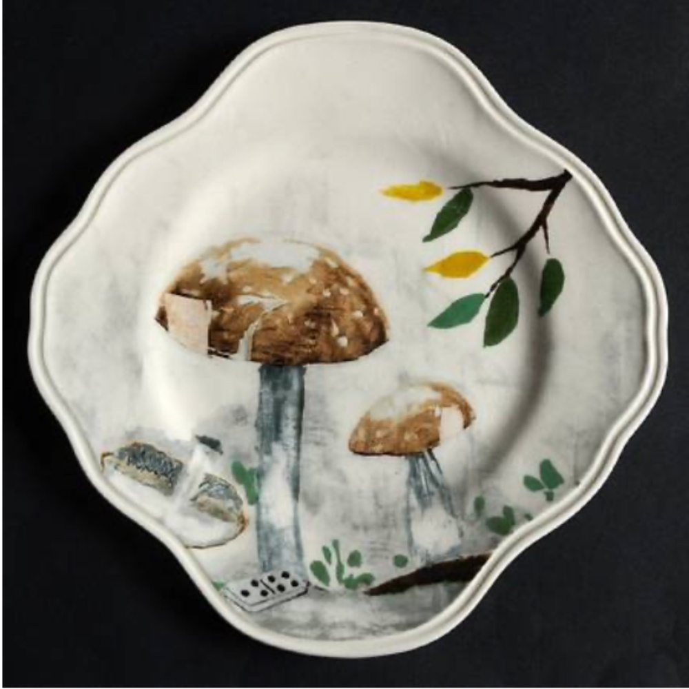 Anthropologie Rebecca Rebouche Patch of Shade Mushrooms Curious Deciduous Plate - Picture 2 of 8